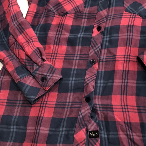 Rails Red/Gray Plaid Button Down - Picture 2 of 4